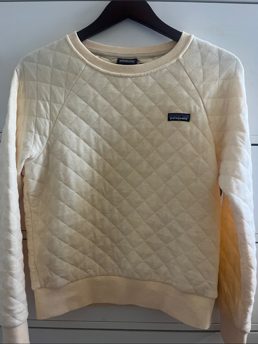 Patagonia Organic Light Yellow/Cream Quilted Pullover Sweatshirt